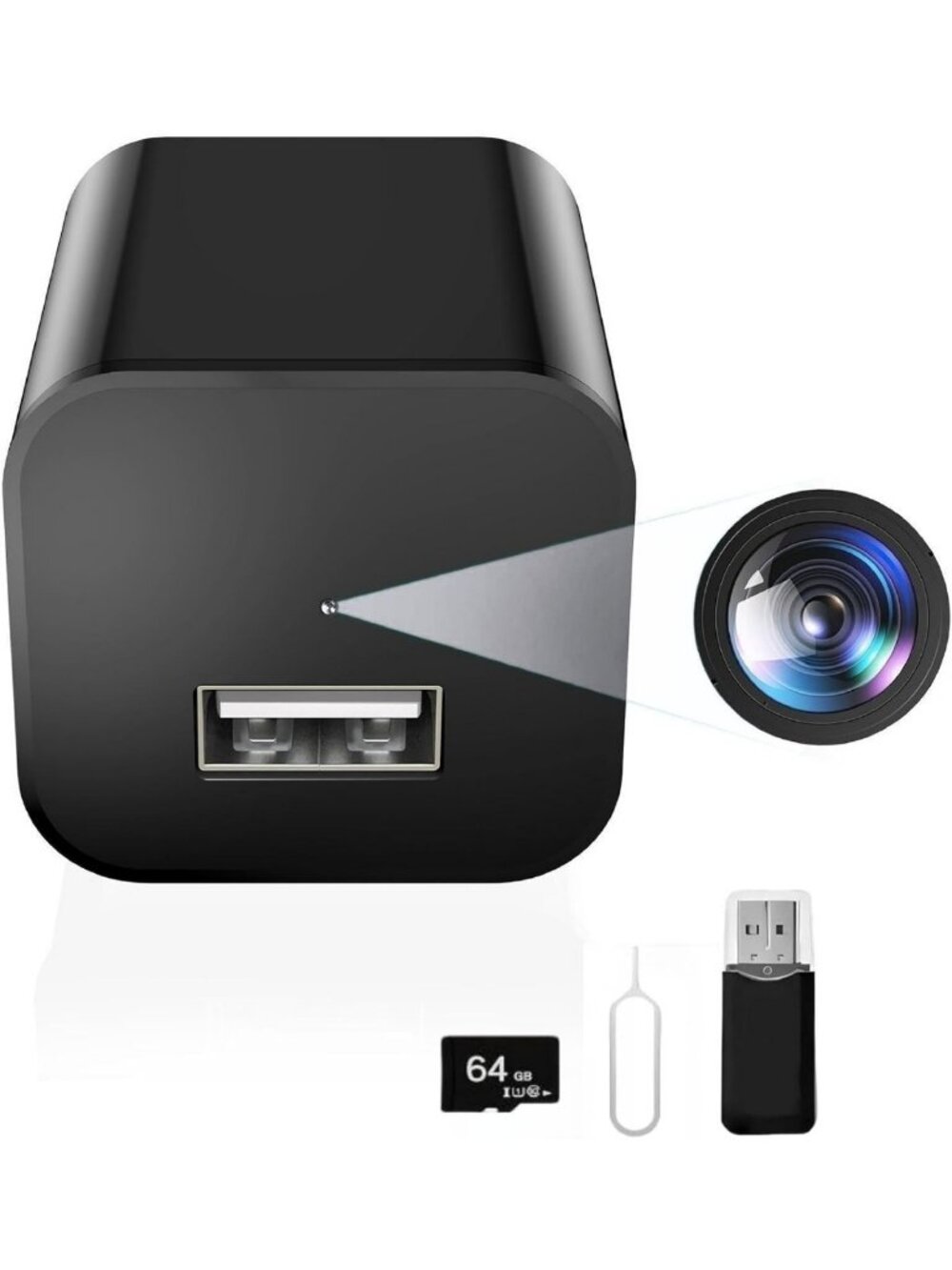 1080P Mini Motion-Detect Camera with 64GB SD Card - Home Security Nanny Cam